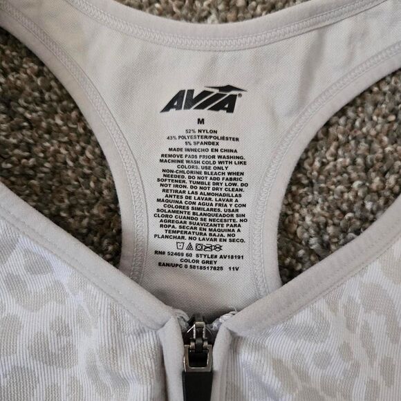 Women's Avia Workout Athletic Cheetah Print Zipper Sports Bra Medium - Picture 4 of 5